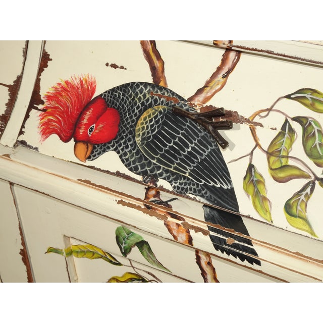 Vintage French Provincial Hand Painted White Floral W Birds Credenza Side Table For Sale - Image 18 of 18