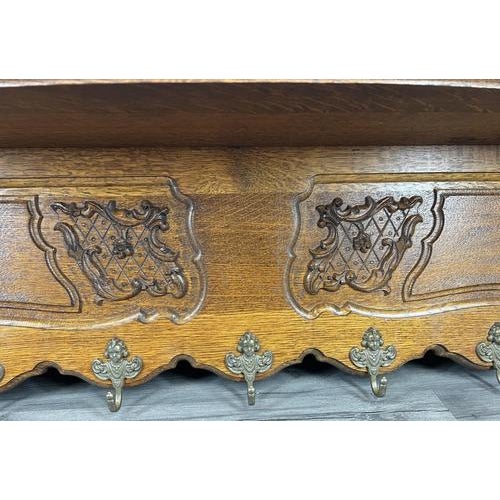 Brown French Oak 7-Hook Wall Coat Rack For Sale - Image 8 of 13