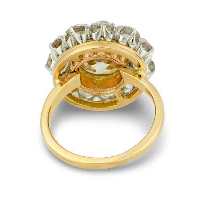 Early 20th Century Victorian 3.05 Carat Old European Cut Diamond 14k Yellow Gold Cluster Ring, Size 5.75 For Sale In Los Angeles - Image 6 of 7