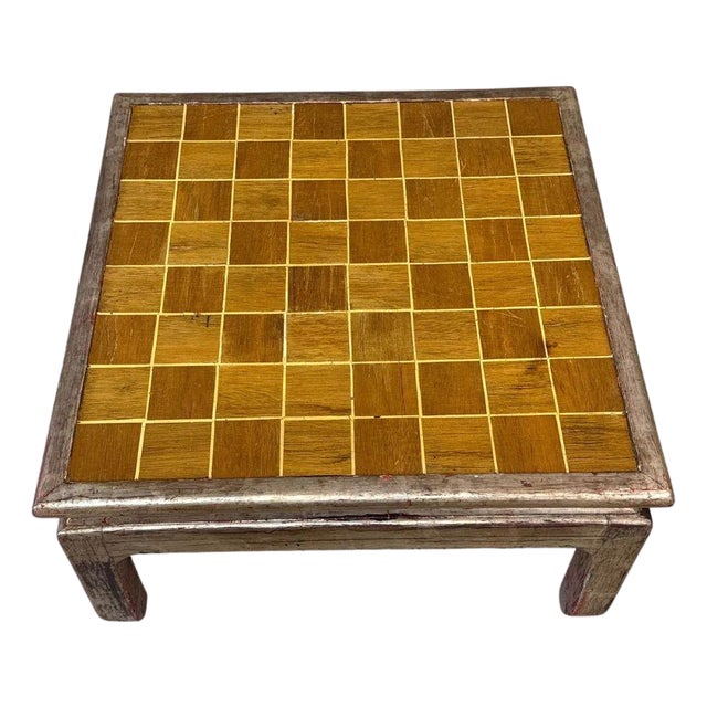 Kuehne Small Silver Coffee Table With Parquet Top For Sale