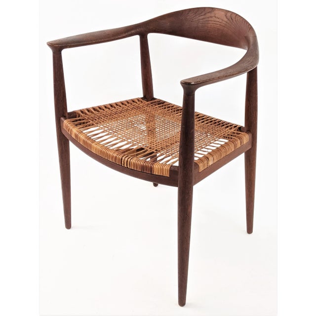 Brown Vintage Danish Armchair by Hans J. Wegner "The Chair" Model J H 501 by Johannes Hansen For Sale - Image 8 of 13