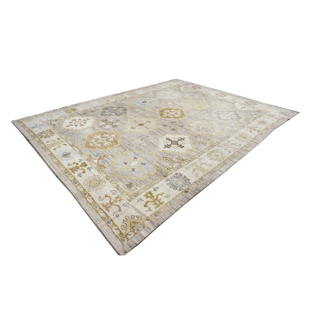Traditional 21st Century Turkish Oushak 11x15 Grey, Ivory, Olive & Yellow Handmade Area Rug #1144074 For Sale - Image 3 of 13