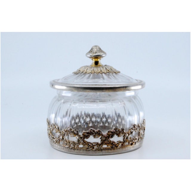 Compote in Cut Glass with Cut Silver Structure and Lid Knob For Sale - Image 4 of 11