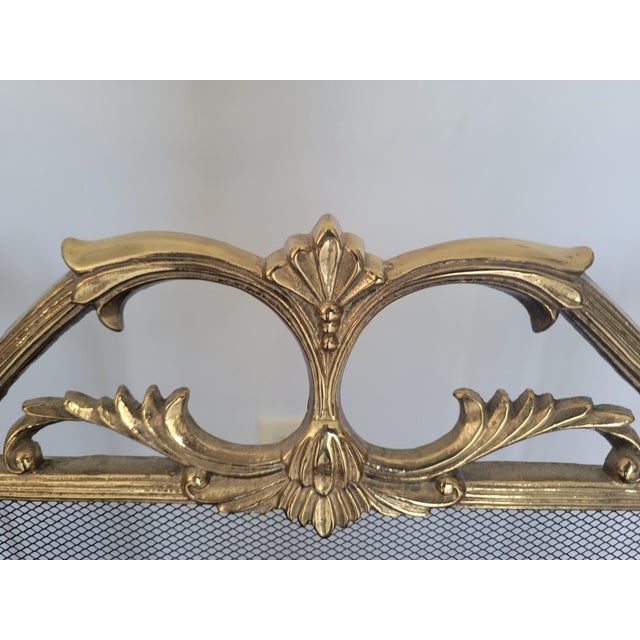 Vintage Brass Three Panel Fireplace Screen For Sale - Image 11 of 12