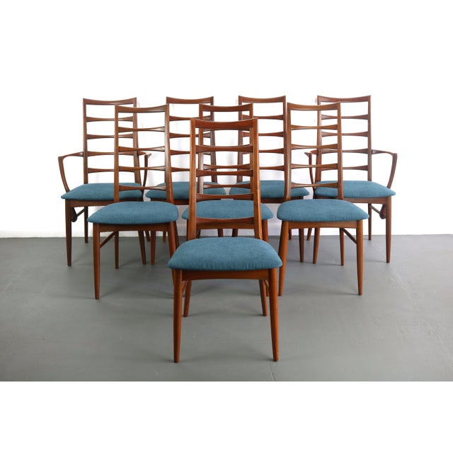 Set of 8 Danish Modern Teak Ladder Back Niels Koefoeds Dining Chairs Hornslet For Sale - Image 12 of 12