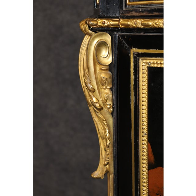 19th C. Ebonized Chinoiserie and Bronze Ormolu Mounted Marble Top Cabinet For Sale - Image 17 of 17