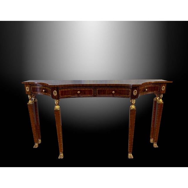 Make a spectacular design statement with this authentic, high-end console table by Maitland-Smith Masterfully constructed...