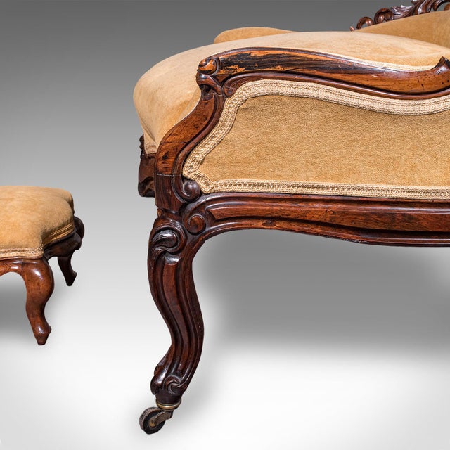 Antique Colonel's Salon Chair & Stool, English, Parlour Seat, Early Victorian For Sale - Image 11 of 12