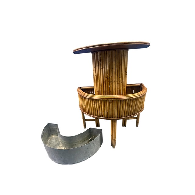 Vintage Rattan Table With Planter or DryBar For Sale In Miami - Image 6 of 12