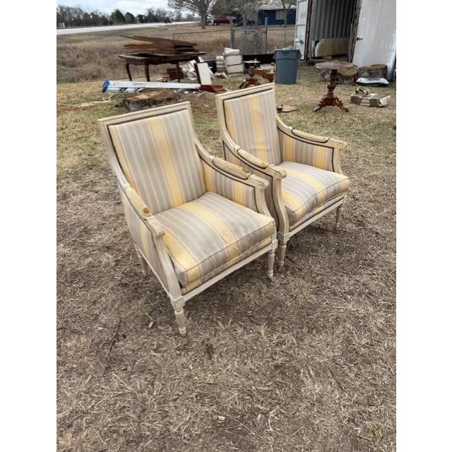 Large 19th Century Velvet French Louis XVI Bergere or Armchairs - A Pair For Sale - Image 13 of 15