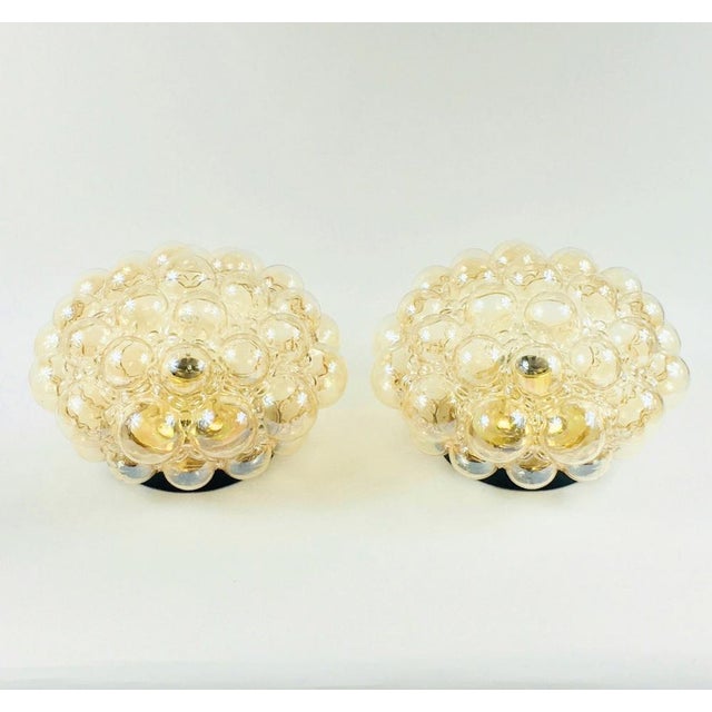 Metal Large Mid-Century Amber Bubble Glass Flush Mount by Helena Tynell for Limburg, Germany, 1970s For Sale - Image 7 of 10