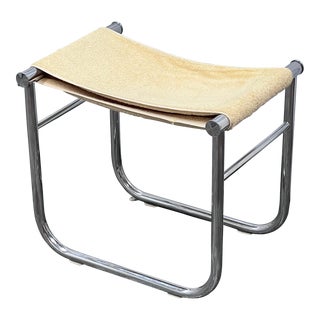 Cassina L C9 Steel & Toweling Stool For Sale