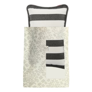 Outdoor Micro The Gift Cushion in Striped Carbon and White by Lorenza Briola for Lo Decor For Sale