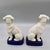Ceramic Pair of Vintage Staffordshire-Style Ceramic Labrador Figurines — Cobalt Blue Base, Gilt Detail For Sale - Image 7 of 9