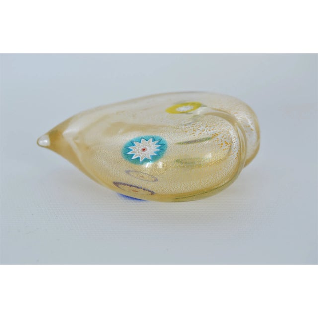 Archimede Seguso Vintage Murano Glass Heart With Gold Aventurine and Murrines Paperweight - Signed For Sale - Image 4 of 10
