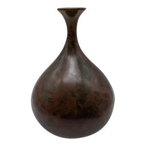 Vintage Japanese Murashido Marbleized Patina Showa Period Bronze Vase, Signed