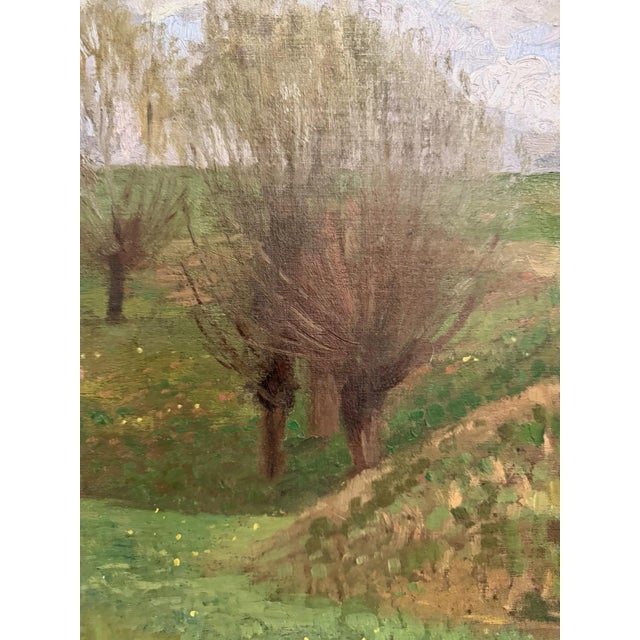 Modern Hans Richard Volkmann, Weidenplan, 1896, Oil Painting on Canvas For Sale - Image 3 of 13