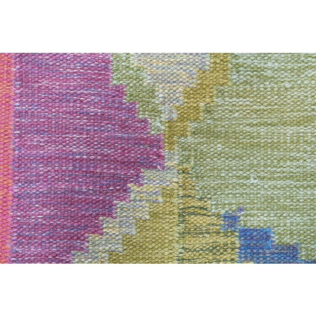 Turkish Doris Leslie Blau Vintage Swedish Light Beige Flatweave Rug By Ingegerd Silow For Sale - Image 3 of 11