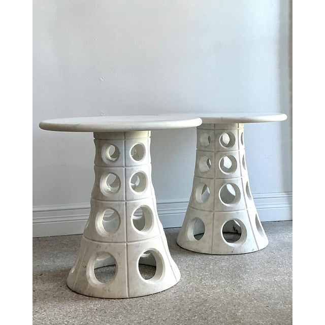 Vintage Italian Marble Cutout Side Tables - A Pair For Sale - Image 13 of 14