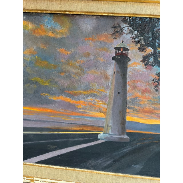 Textile Vintage John Dunbar Mid-Century Original Oil on Canvas Coastal Seascape, C. 1960 For Sale - Image 7 of 9