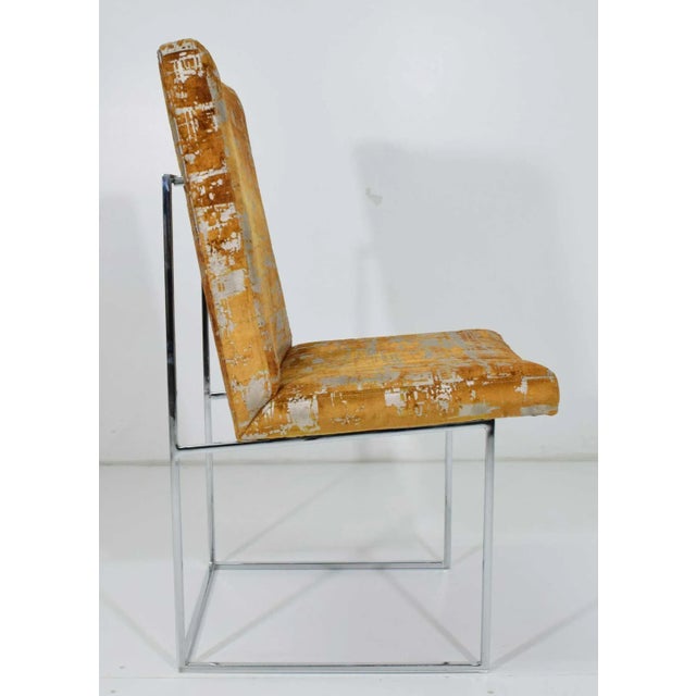 Milo Baughman Thin Frame Chrome Dining Chair in Gold Metallic, by Pairs Up to 12 For Sale - Image 11 of 13