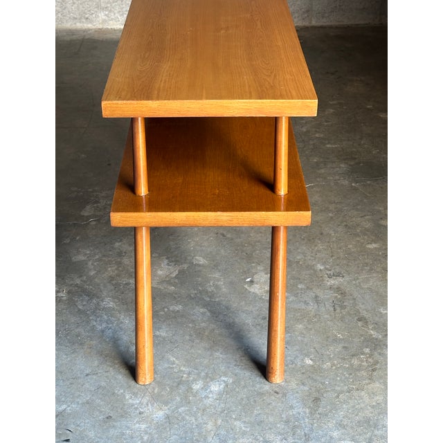 Wood 1950s t.h. Robsjohn-Gibbbings for Widdicomb Tiered Console Table For Sale - Image 7 of 12