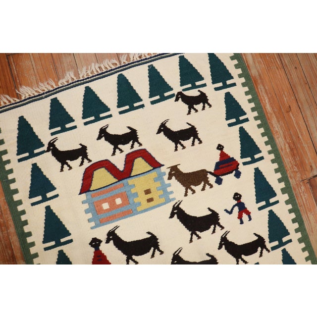 Late 20th Century Late 20th Century Zabihi Collection Pictorial Turkish Kilim - 2'5" x 2'6" For Sale - Image 5 of 6