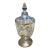 Mid 20th Century Hand-Painted Floral Glass Covered Candy Jar With Gold Trim For Sale