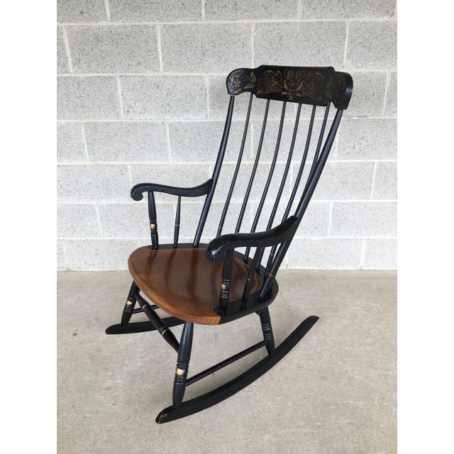 L. Hitchcock Black Maple Harvest Boston Style Windsor Rocking Chair