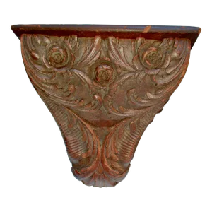 Late 19th Century Walnut Hardwood Carved Wall Shelf