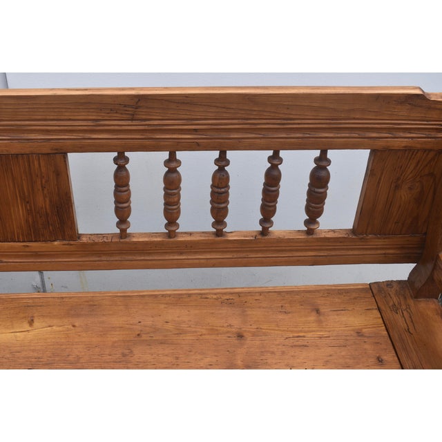 Brown Pine and Oak Storage Bench or Settle For Sale - Image 8 of 17
