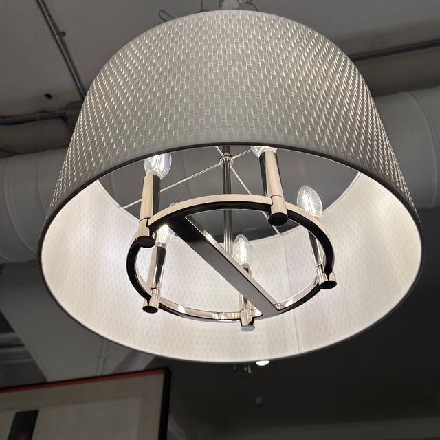 Textile Minka Lavery Palmetto Polished Nickel Pendant For Sale - Image 7 of 12