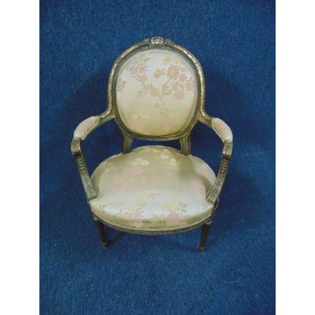 Late 19th Century 19th C Louis XVI Style Gilt Carved Open Arm Chair For Sale - Image 5 of 7
