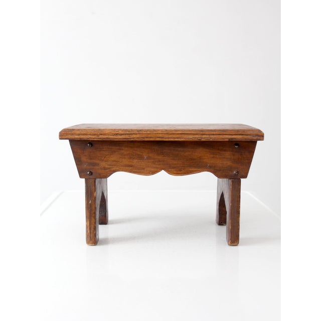 Early 20th Century Antique Wooden Farmhouse Stool For Sale - Image 5 of 12