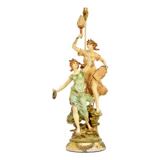 Art Nouveau Table Lamp by L & F Moreau, 1890s For Sale