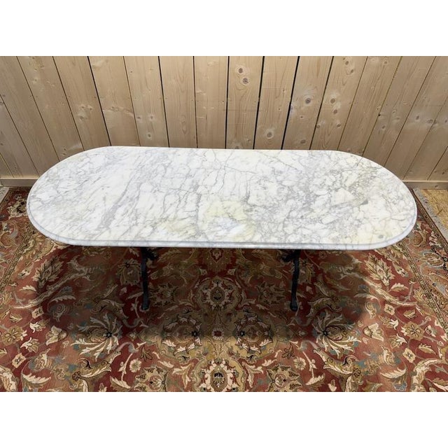 Oval Marble Bistro Table For Sale - Image 4 of 6