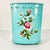 1950s 1950s Vintage Hollywood Regency Boho Chic Turquoise Handpainted Flora Metal Wastebasket For Sale - Image 5 of 18