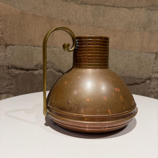 Metal Art Deco Watering Can Manufactured by Siam Copper Pitcher For Sale - Image 7 of 13