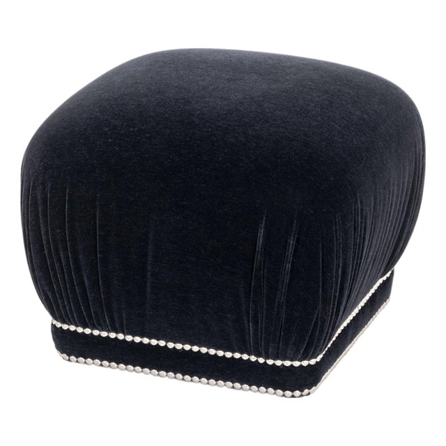 Modern Black Velvet Upholstered Ottoman For Sale
