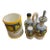 Vintage Handmade Rampini Italy Lemons Ceramic Cruet Set & Wine Cooler - 6 pcs For Sale