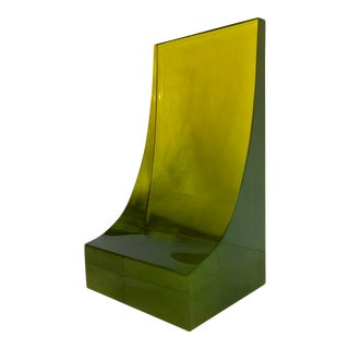 1970s Postmodern Lucite Avocado Jade Green Sculpture Bookend For Sale