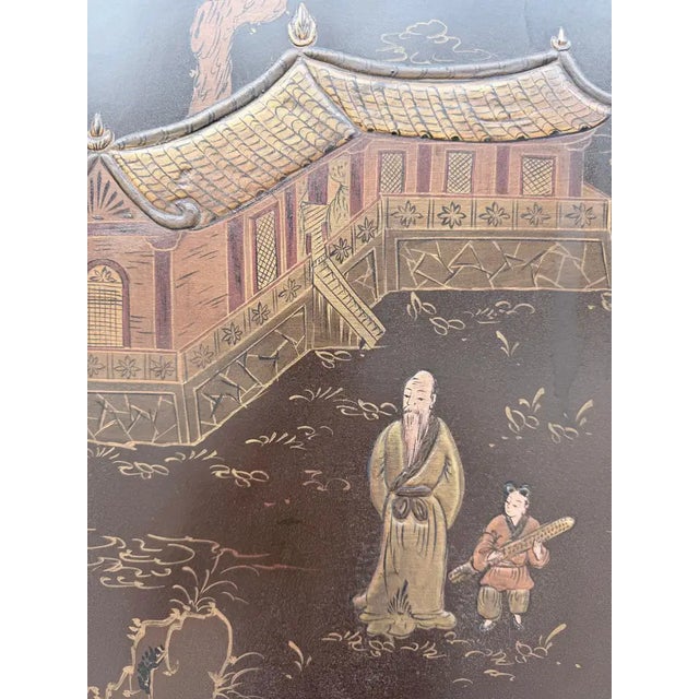 Wood Asian Chinoiserie Coromandel Six-Panel Gilt Bronze Folding Screen For Sale - Image 7 of 14