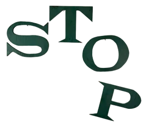 Set of 4 Large Vintage Teal Double Sided Painted Wood Letters: S, T, O, P
