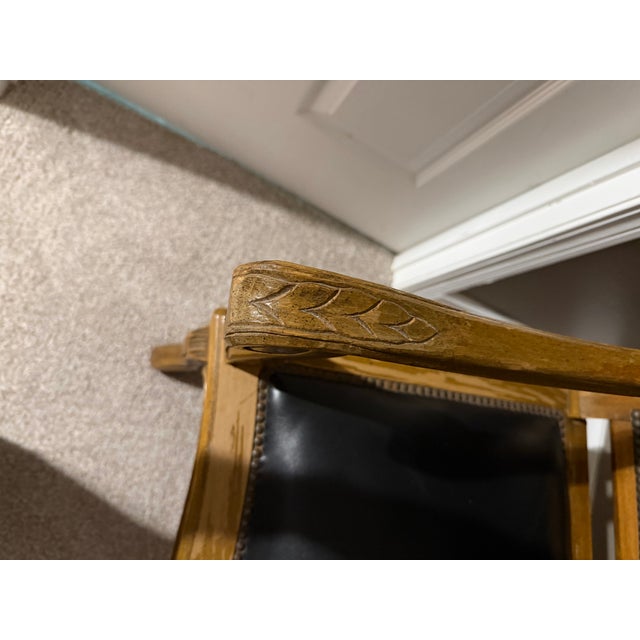 Wood Vintage Spanish Revival Leather Wingback Chairs For Sale - Image 7 of 12