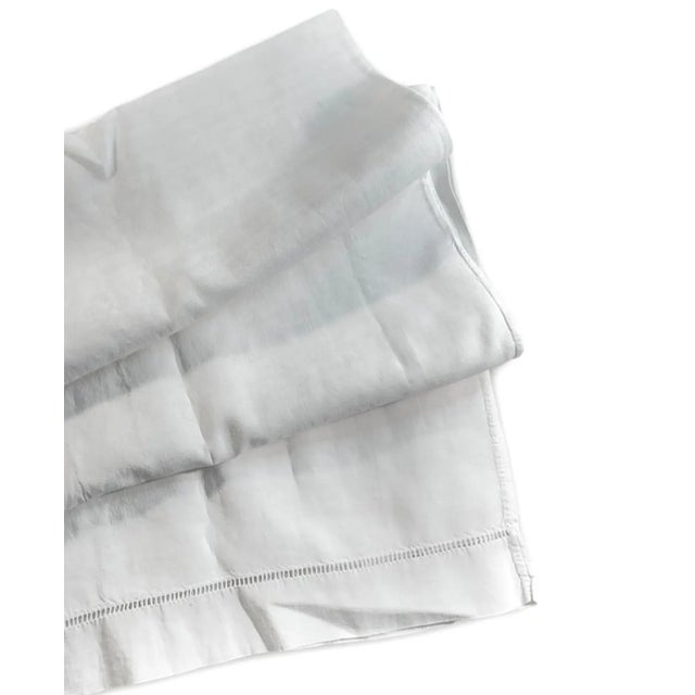 Asian Antique Vintage French Linen Pillowcase: XL Body Pillow Cover with Ladder Hem & Monogram For Sale - Image 3 of 8