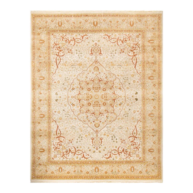 Mogul, One-of-a-Kind Hand-Knotted Area Rug - Ivory, 9' 2" x 11' 10" For Sale