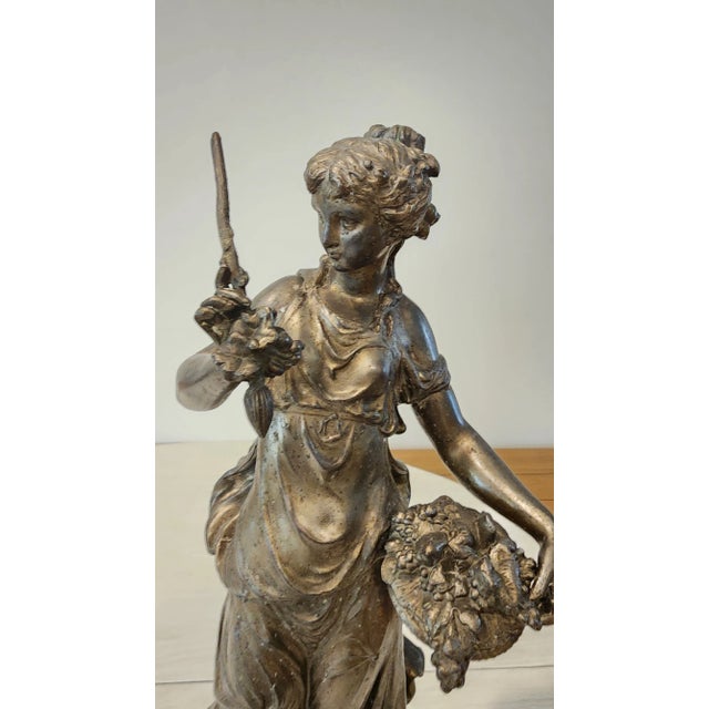 Grand French Belle Époque Bronzed Spelter Allegory of Summer Statue This stunning and substantial antique figurine is a...