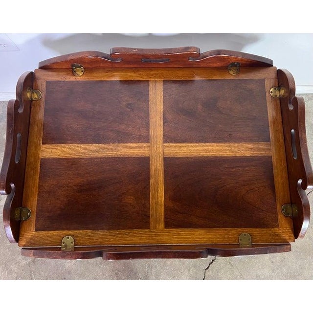 English Chippendale Inlaid Mahogany Tea Table C. 1940's For Sale - Image 4 of 10