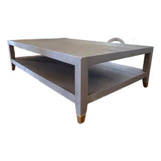 Restoration Hardware Graydon Shagreen Coffee Table With Brass Feet For Sale