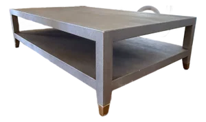 Restoration Hardware Graydon Shagreen Coffee Table With Brass Feet